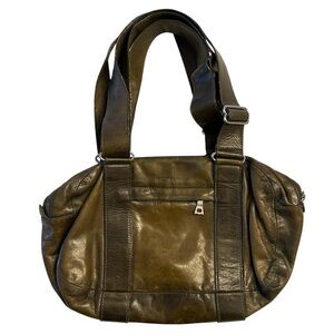 Rudsak Collection Small Olive Green Leather Slouchy Duffle Shoulder Bag